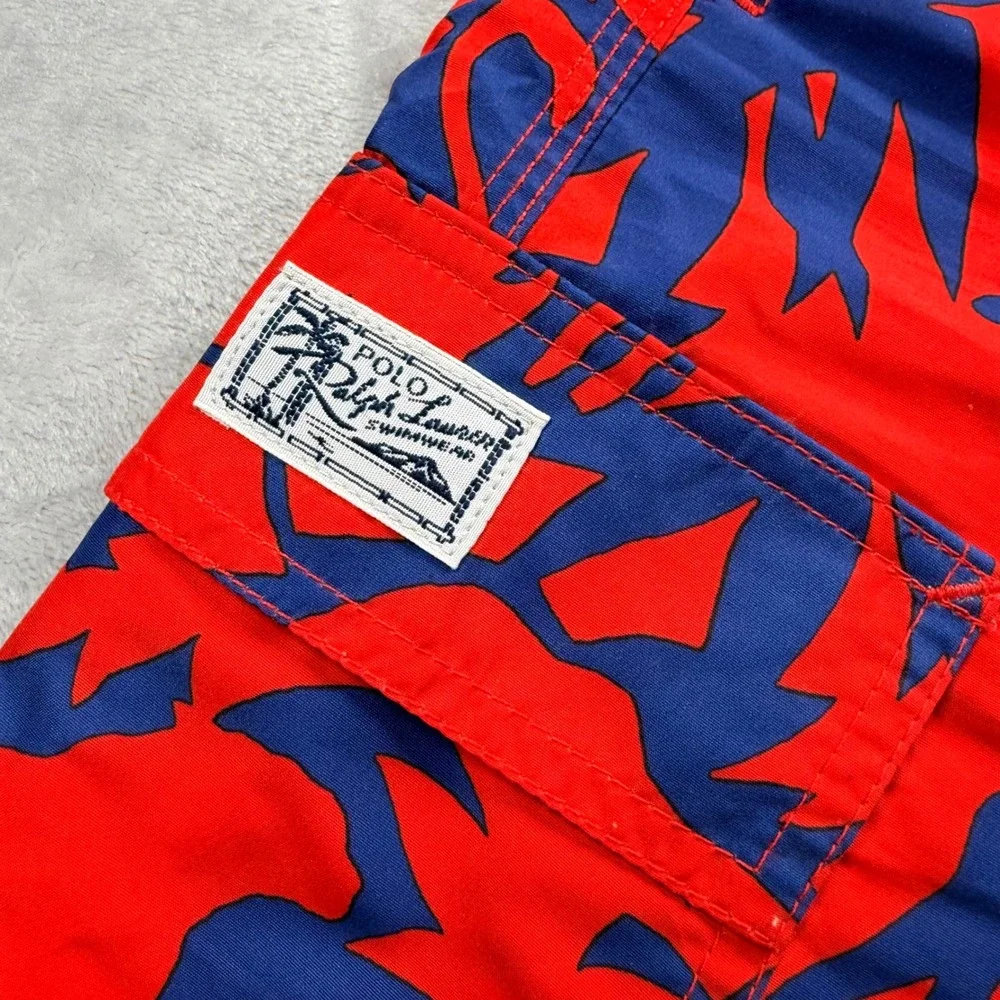 Polo Ralph Lauren Mens XL Swim Trunks Red Blue Safari Animal Silhouette Tropical